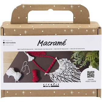 Mini Hobbyset Macram&eacute;, Kerstman, kerstrood, off-white, 1 doos