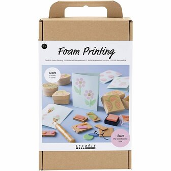 Hobbyset Foam Druk, Versierde dozen en kaarten, beige, mid groen, mint, helder rood, 1 doos