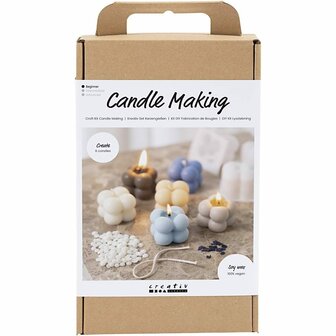 Hobbyset Kaarsen Maken, Bubble sojakaars, beige, lichtblauw, cr&egrave;me, 1 doos