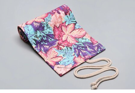 Roletui - Oprolbare Etui - Schooletui - Etui voor potloden, pennen, stiften, kwasten, make up - Canvas - Bloemenprint - 23x12cm - 12 gaten