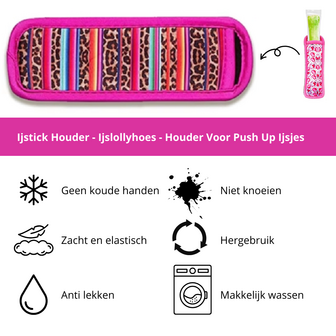 Ijslollyhoes - Push Up Ijsjeshouder - Ijs Stick Houder - Roze Luipaard Print