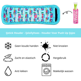 Ijslollyhoes - Push Up Ijsjeshouder - Ijs Stick Houder - Blauwgroen Caravan