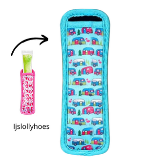 Ijslollyhoes - Push Up Ijsjeshouder - Ijs Stick Houder - Blauwgroen Caravan