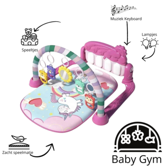 Babygym Speelmat Met Boog En Speeltjes Roze Unicorn