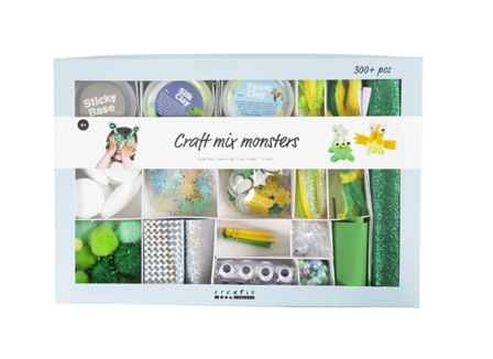 Knutselpakket - Knutselbox - Creatieve Box - Knutselmateriaal - Hobbyset - DIY - Kinderen - Strass, Pijpenragers, Pompoms, Silk &amp; Foam Clay, Eva Foam - Monsters Maken