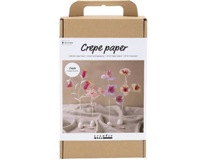 Hobbyset Cr&ecirc;pepapier - pastelkleuren - Bloem