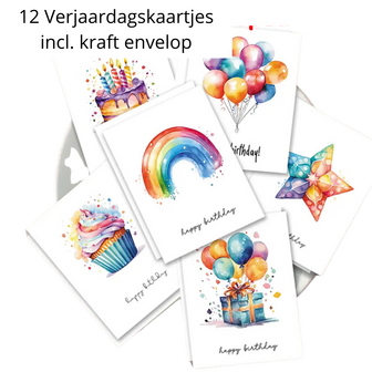 Verjaardagskaart &ndash; Verjaardags Kaartjes &ndash; Regenboog Kaartjes &ndash; Aquarel Verjaardagskaart