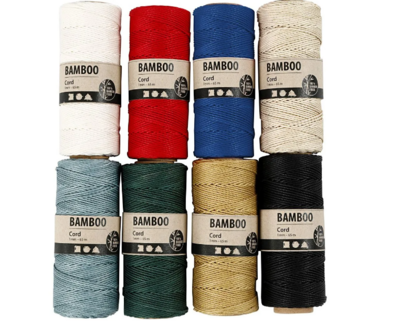 Bamboekoord - Bamboetouw - Diverse Kleuren - Gedraaid Koord 100% Bamboe - Dikte 1 mm - 8x65 mtr - 1 Set