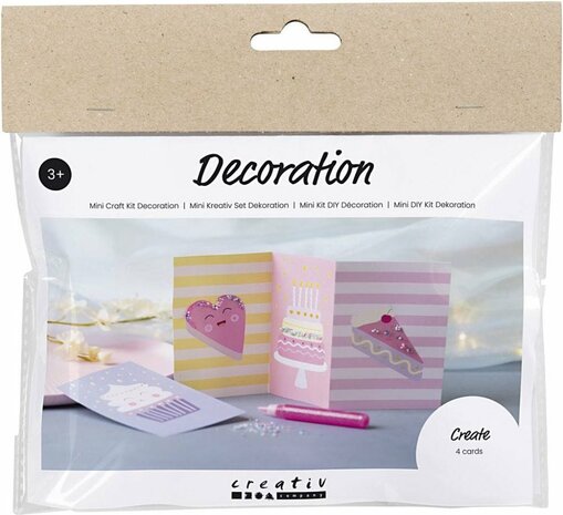 Mini Hobbyset Decoratie, pastel geel, pastel paars, pastel roze, Taartjes, 1 doos