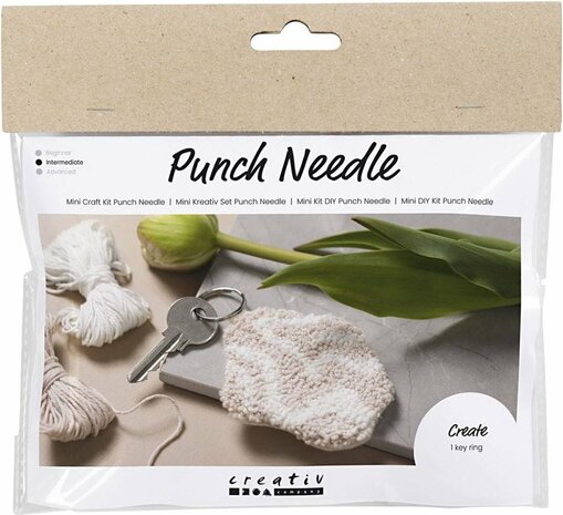 Mini Hobbyset Punch Needle - beige - Sleutelhanger