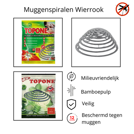 Anti Muggen Spiraal - Anti Muggen Wierook - Anti Muggen - Citronella - Muggen - Topone