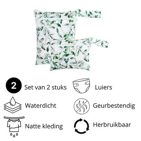 Wetbag - Wet Bags - Luiertasjes - Waterdichte Opbergtasjes - Reusable Diaper Bag - Multipurpose Wet Bags - Botanical Takjes