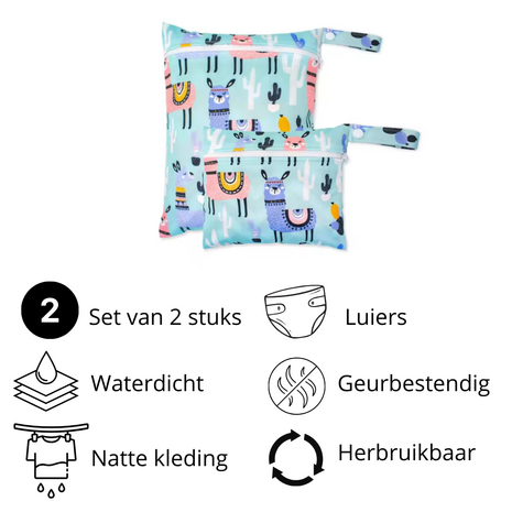 Wetbag - Wet Bags - Luiertasjes - Waterdichte Opbergtasjes - Reusable Diaper Bag - Multipurpose Wet Bags - Lama