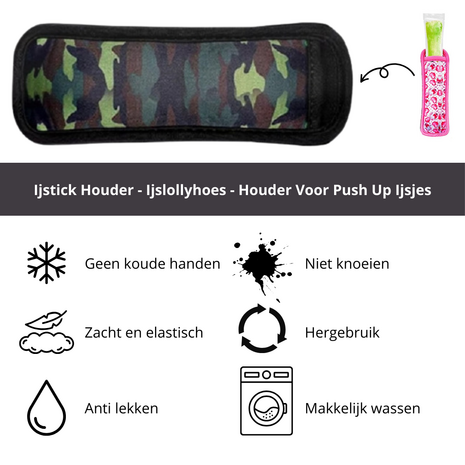 Ijslollyhoes - Push Up Ijsjeshouder - Ijs Stick Houder -  Camouflage Leger