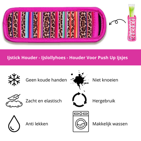 Ijslollyhoes - Push Up Ijsjeshouder - Ijs Stick Houder - Roze Luipaard Print