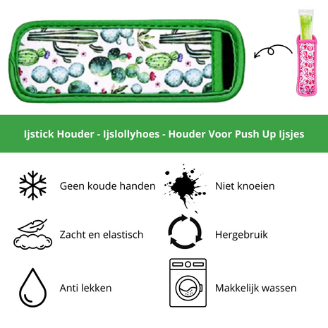 Ijslollyhoes - Push Up Ijsjeshouder - Ijs Stick Houder - Groen Cactus