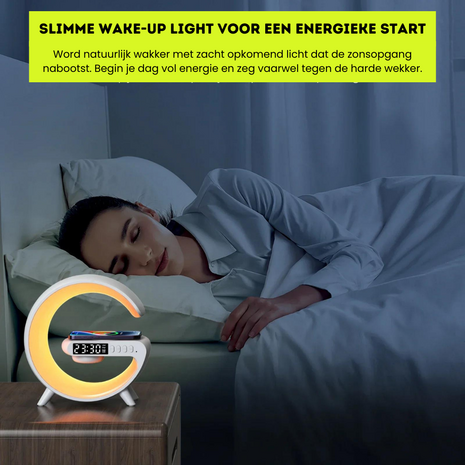 Wake Up Light - Draadloze Telefoon Oplader - Wekker - Muziek En Rustgevende Slaap Geluiden - Wekker Met Lichtfunctie