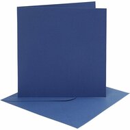 Kaarten en enveloppen, blauw, afmeting kaart 15,2x15,2 cm, afmeting envelop 16x16 cm, 220 gr, 4 set/ 1 doos