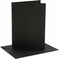 Kaarten en enveloppen, zwart, afmeting kaart 12,7x17,8 cm, afmeting envelop 13,3x18,5 cm, 230 gr, 4 set/ 1 doos