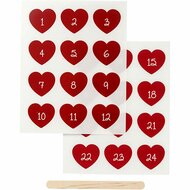 Rub-on Sticker , rood, advent cijfers, H: 32 mm, B: 28 mm, 12,2x15,3 cm, 1 doos