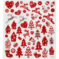 Stickers - Rode en Witte Kerst - Decoratie, Kaarten Maken - 15x16,5cm - 1 vel