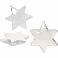 Deco ster, transparant, H: 10 cm, 5 stuk/ 1 doos