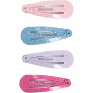 Haarspeld, blauw, roze, paars, lichtrood, L: 32 mm, B: 12 mm, 4 stuk/ 1 doos