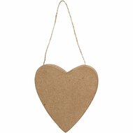 Bruin Papier-maché Hart - Verfbaar Decoratief Hart - DIY Papieren Hart - Knutsel Hartvorm - Bruin Papier-maché Figuur - 12,5 cm - 1 Stuk