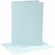 Kaarten en enveloppen, lichtblauw, afmeting kaart 12,7x17,8 cm, afmeting envelop 13,3x18,5 cm, 220 gr, 4 set/ 1 doos