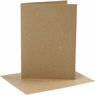 Kaarten en enveloppen, naturel, afmeting kaart 12,7x17,8 cm, afmeting envelop 13,3x18,5 cm, 230 gr, 4 set/ 1 doos