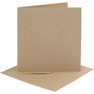 Kaarten en enveloppen, naturel, afmeting kaart 15,2x15,2 cm, afmeting envelop 16x16 cm, 230 gr, 4 set/ 1 doos