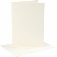 Kaarten en enveloppen, off-white, afmeting kaart 12,7x17,8 cm, afmeting envelop 13,3x18,5 cm, 220 gr, 4 set/ 1 doos