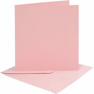 Kaarten en enveloppen, roze, afmeting kaart 15,2x15,2 cm, afmeting envelop 16x16 cm, 220 gr, 4 set/ 1 doos