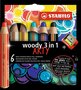 Stabilo Woody 3-in-1 Arty set 6 potloden + slijper