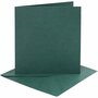 Kaarten en enveloppen, donkergroen, afmeting kaart 15,2x15,2 cm, afmeting envelop 16x16 cm, 230 gr, 4 set/ 1 doos