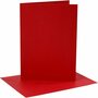 Kaarten en enveloppen, rood, afmeting kaart 12,7x17,8 cm, afmeting envelop 13,3x18,5 cm, 230 gr, 4 set/ 1 doos