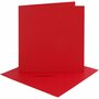 Kaarten en enveloppen, rood, afmeting kaart 15,2x15,2 cm, afmeting envelop 16x16 cm, 230 gr, 4 set/ 1 doos