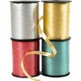 Cadeaulint, rood, zilver, goud, groen, B: 10 mm, glossy, 4x250 m/ 1 doos