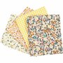 Patchwork stof, geel, afm 45x55 cm, 100 gr, 4 stuk/ 1 bol