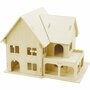 3D Houten constructie set, Huis met veranda, afm 22,5x16x17,5 , 1 stuk