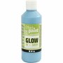 Acrylverf – Acrylaatverf – Acrylic paint – Hobbyverf – Knutselen en Verven – Sneldrogend – Glow In The Dark – Lichtgevende Verf – Effect Paint – Fluorescerend Lichtblauw – Creotime – 250 ml