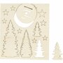 DIY Houten figuren, kerstbomen, L: 20 cm, B: 17 cm, 1 doos