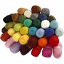 Gekaarde wol, diverse kleuren, 35x100 gr/ 1 doos