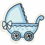 Kinderwagen, lichtblauw, afm 34x31 mm, dikte 1,7 mm, 10 stuk/ 1 doos