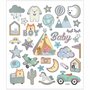 Stickers - Baby Boy - Baby Jongen - Blauw, Grijs, Groen - Auto, Beer, Vosjes, Maan - Babyshower - Geboorte - Creotime - 1 Vel - 30 Stickers