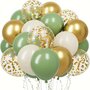 Ballonnen Set - Helium Ballonnen - Groen Goud Wit Transparant - Feest - Bruiloft - Versiering - 25,4cm - 30 stuks
