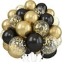 Ballonnen Set - Helium Ballonnen - Zwart Goud Transparant - Feest - Bruiloft - Versiering - 25,4cm - 30 stuks