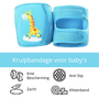 Kruipbandage Baby - Kniebescherming Baby - Kniebandage - Zachte Kniebeschermers - Anti Slip - Verstelbaar - Klittenbandsluiting - Blauw Met Giraffe - 1 Paar