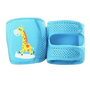 Kruipbandage Baby - Kniebescherming Baby - Kniebandage - Zachte Kniebeschermers - Anti Slip - Verstelbaar - Klittenbandsluiting - Blauw Met Giraffe - 1 Paar