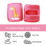 Kruipbandage Baby - Kniebescherming Baby - Kniebandage - Zachte Kniebeschermers - Anti Slip - Verstelbaar - Klittenbandsluiting - Roze Met Giraffe - 1 Paar